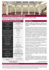 Bulletin trimestriel - 2ème trimestre 2019