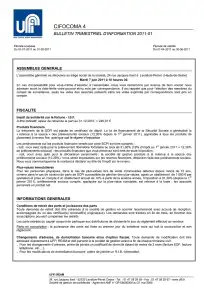 Bulletin trimestriel - 1er trimestre 2011