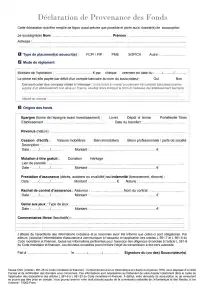 Déclaration de provenance des fonds