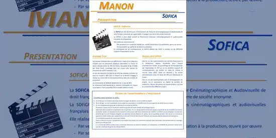 La SOFICA MANON 2 investi dans la société de production Manon Production 2