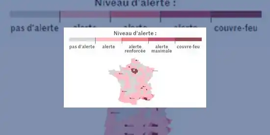 Visuel de la Carte de France des restrictions et couvre-feu applicables