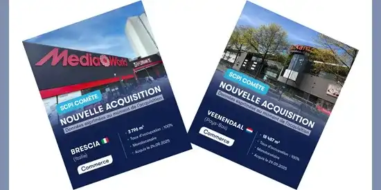 Deux nouvelles acquisitions de la SCPI Comète