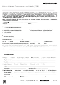 DPF - Déclaration de Provenance des Fonds - Personne Physique - Assurance Vie
