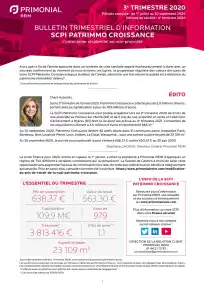 Bulletin trimestriel - 3ème trimestre 2020