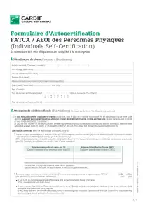 Fornulaire d'autocertification (FATCA)
