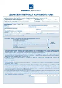 déclaration d'origine des fonds