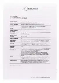 Fiche technique -Tontine Prime Unique