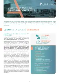 Bulletin trimestriel - 2ème trimestre 2022