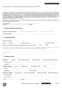 DPF - Déclaration de Provenance des Fonds - Personne Physique - PERP et Retraite Madelin