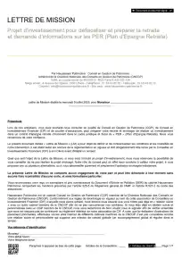 Lettre de Mission - Personne Physique - PER - Projet d'investissement réalisé dans le cadre fiscal du PER