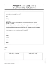 Attestation demande ouverture de compte